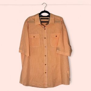 NWT Sean John Orange Gingham Button Down Shirt 3XL